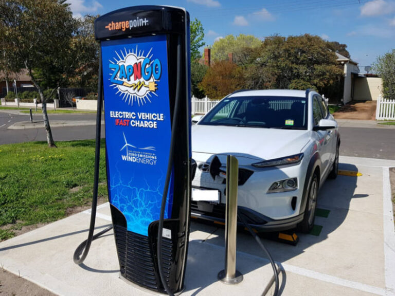 EV charging station used by Moreland Council for electric vehicles