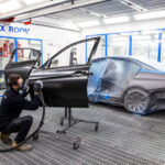 BMW electric vehicle accident repair body shop door