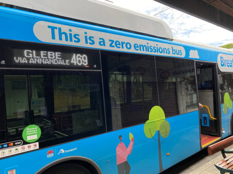 ev zero emissions bus in inner west Sydney
