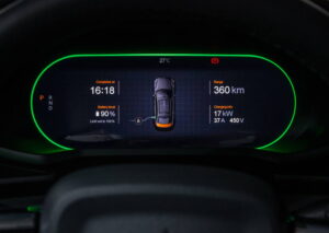 EV battery charge level showing range left