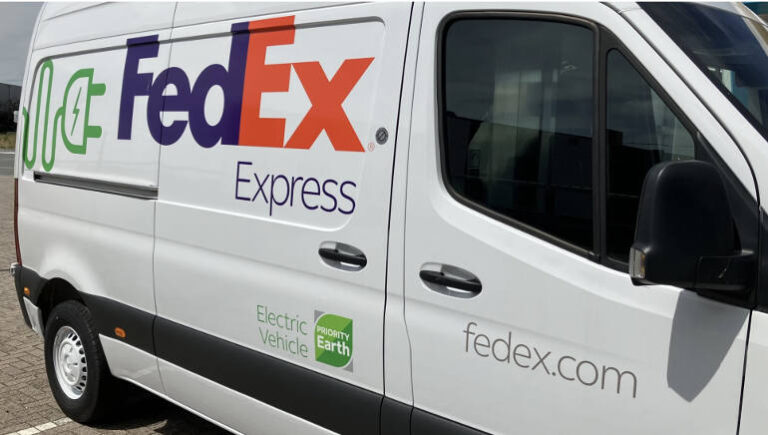 Fedex electric delivery van in London Mercedes vito