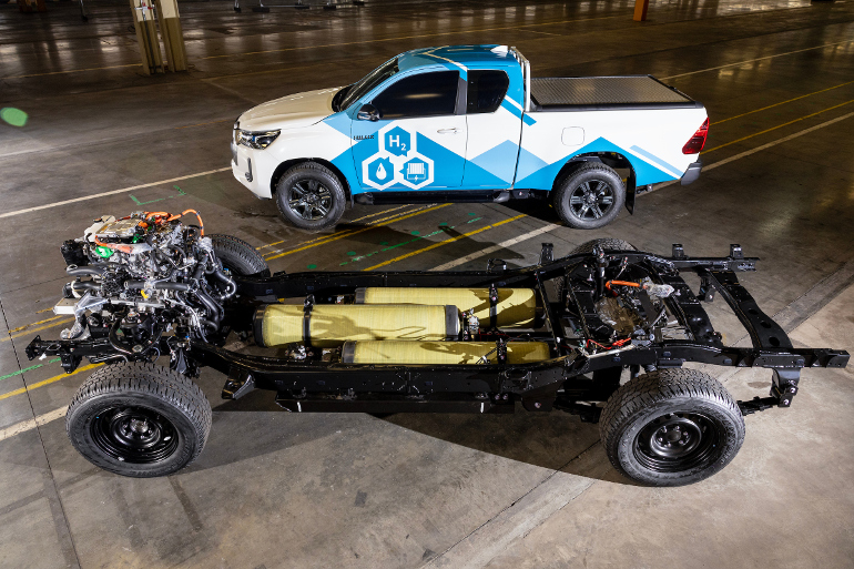 Toyota Hydrogen powered Hilux chassis and tanks electric