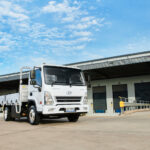 Hyundai MIGHTY Electric truck outside warehouse