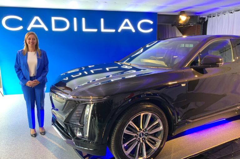 Jess Bala from General Motors with a Cadillac EV