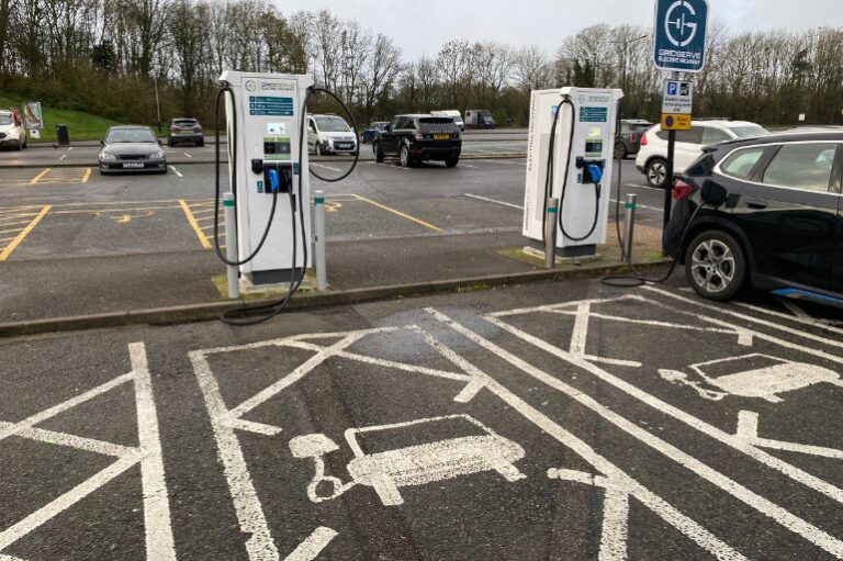 Service station EV charging in England UK