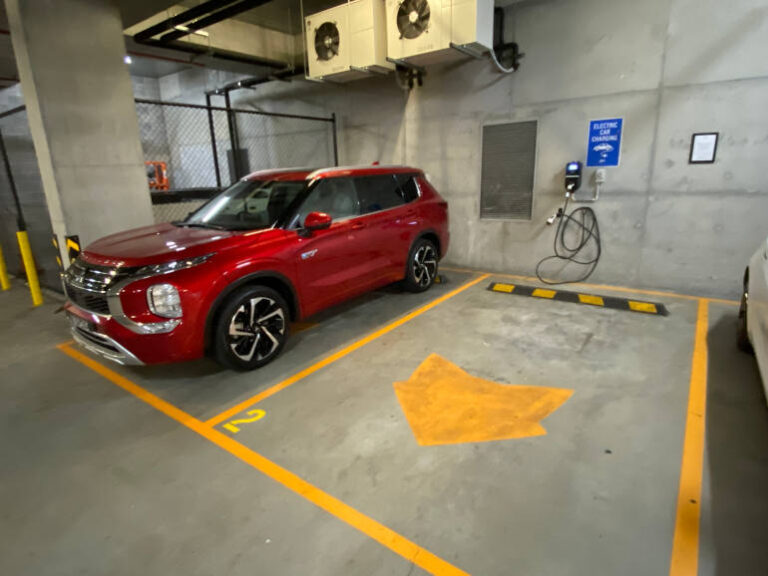 Chargefox carpark charging station Mitsubishi PHEV Outlander