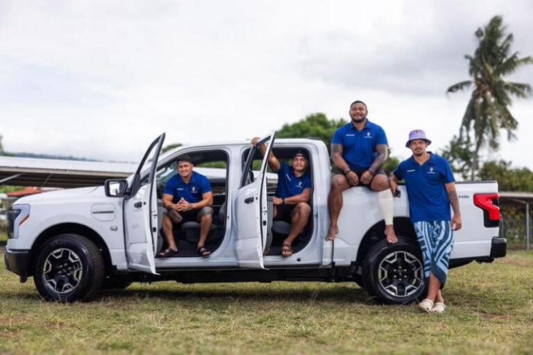 Samoa Football Team with F-150 Lightning